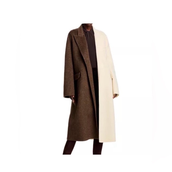 NWT RONNY KOBO
WENDALIN WOOL TWO
TONE COAT BROWN IVORY - Picture 4 of 13